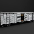 Grey Freight Car Model With Open Door And Multiple Compartments
