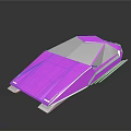 Futuristic Purple Geometric Car Model With Sleek Design And Shiny Reflection
