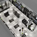 Modern Clothing Store Interior With Display Racks Green Plants And Spacious Shopping Layout