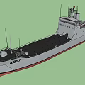 Warship 3D Model With Deck Superstructure Antennas And Flag Rendering 3d model