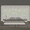 Modern Bedroom Interior With Large Bed Textured Green Accent Wall Nightstands And Area Rug