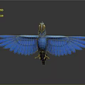 Vibrant Blue Parrot Animal Painting With Spread Wings And Detailed Feathers