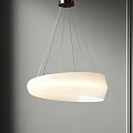 Modern White Circular Pendant Light With Ribbed Design And Soft Hanging Lighting 3d model