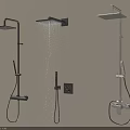Modern Wall Mounted Shower Systems With Overhead And Handheld Designs And Water Flow 3d model