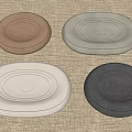 Household Cushions In Various Colors With Round And Oval Shapes On Linen Textured Background