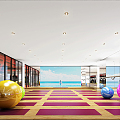 Modern Yoga Room Gym Fitness Club 3d model