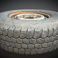 Old Rusty Car Tire and Wheel Rim with Worn Tread Surface 3d model