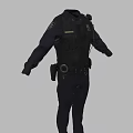 Black Police Uniform Outfit With Hat Belt And Equipment Design