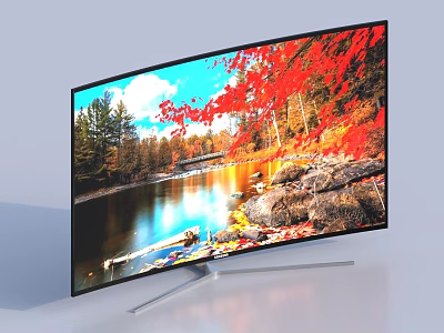Curved Computer Monitor Displaying Scenic Landscape Image With High Definition Vivid Screen 3d model