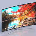 Curved Computer Monitor Displaying Scenic Landscape Image With High Definition Vivid Screen