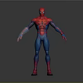 Detailed SpiderMan 3D Model Costume Red Blue Suit With Muscular Standing Pose