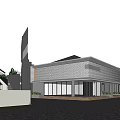 Modern Detached Villa Exterior Design With Large Glass Windows And Geometric Facade