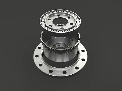 High Precision Industrial Machinery Component With Gear And Flange Design 3d model