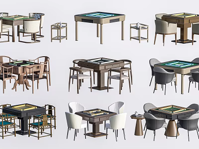 Various Modern Table And Chair Sets With Different Design Styles And Colors 3d model