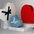 Decorative Heart Shaped Gift Boxes With Ribbons On Marble Platforms For Daily Use