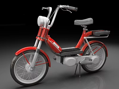 Vintage Red Motorcycle Classic Design With White Headlight Gray Seat And Black Wheels 3d model