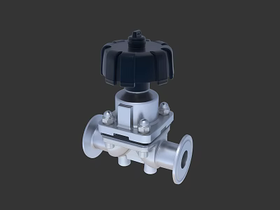 Industrial Stainless Steel Valve With Flange Connections And Control Knob Design 3d model