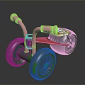 Pink Children's Tricycle With Large Gray Wheels And Striped Seat Design