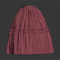 Pink Flared Skirt With Ruffled Layers And Delicate Lace Trim