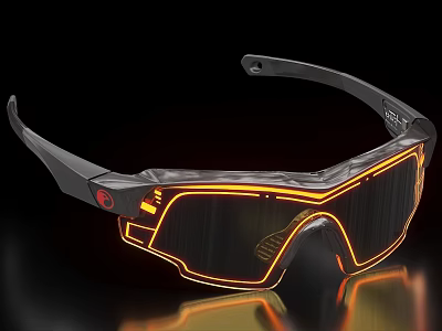 Black Safety Glasses With Orange Glowing Frame And Modern Protective Design 3d model