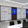 Modern Control Room with Multiple Screens Data Displays Console Chairs and Spacious Well Lit Interior 3d model