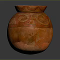 Ancient Traditional Orange Ceramic Pottery Jar With Ornate Patterns And Glossy Surface 3d model