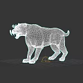 Realistic 3D Rendered Saber Toothed Tiger Model With Open Mouth And Muscular Body