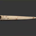 Ivory Colored Horn Shaped Household Item With Red And Black Decorative Patterns