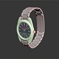 Stylish Silver And Blue Metallic Watch With Round Dial Shiny Surface