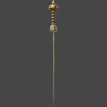 Ancient Decorative Sword With Golden Hilt And Intricate Engraved Blade Patterns