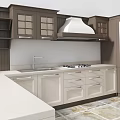 Modern Kitchen Interior Featuring Brown And Beige Cabinets With Island Counter Stove And Range Hood