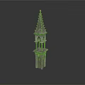 Gothic Architecture Tower With Spire Arched Details And Multi Level Structure 3d model