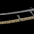 Antique Sword With Intricate Gold Patterned Scabbard And Ornate Metal Hilt Design