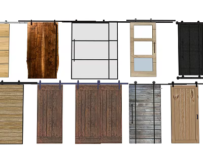 Barn Doors Various Wooden Glass And Metal Designs For Home Decor 3d model