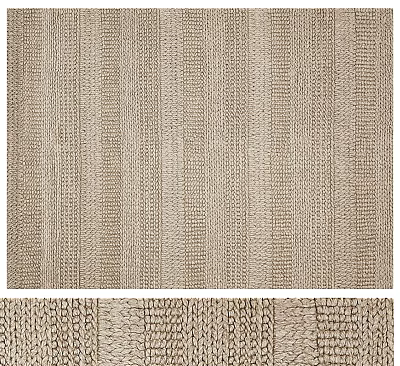 Handwoven Square Area Rug In Neutral Tones With Textured Weave 3d model