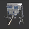 Industrial Structural Component With Metal Frame Mesh Panels And Support Legs