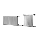 Modern Home Heating Radiators Two Different Styles Silver Metal Panel And Column Designs 3d model