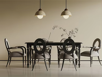 French Dining Table and Chair 3d model