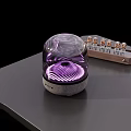 Modern Speaker With Transparent Globe Design Purple Light Waves Wooden Base And Vacuum Tubes
