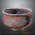 Red Clay Bowl With Gray Stripes Worn Texture And Stable Base For Daily Use