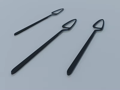 Three Black Swing Door Long Strip Handles for Modern Home Applications 3d model