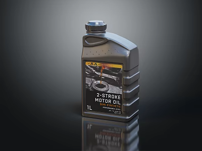High Quality Industrial Equipment 2 Stroke Motor Oil 1L Bottle with Engine Design 3d model