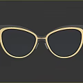 Stylish Jewelry Sunglasses With Black Gold Frame And Blue Tinted Lenses