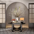 CCD Hotel End View Table Ornaments Floriculture Combination Green Plant Table Lamp Table Screen 3d model