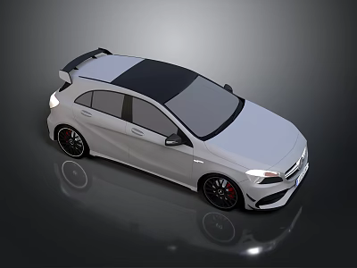 Sleek White Sporty Hatchback With Black Roof Rear Spoiler And Stylish Rims 3d model