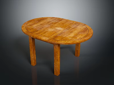 Wooden Oval Furniture Table with Four Legs Natural Wood Finish 3d model