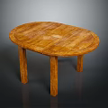 Wooden Oval Furniture Table with Four Legs Natural Wood Finish