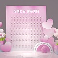 Valentine's Day Photo Wall Valentine's Day Photo Card Background Rose Photo Card Point Flower Balloon Flower Rose Wall Balloon Pink Photo Wall Pink 3d model