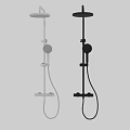Modern Chrome and Matte Black Shower System with Rainfall Head and Handheld Sprayer 3d model