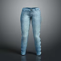 Light Blue Denim Jeans With Slim Fit Design And Stretchy Fabric For Casual Wear